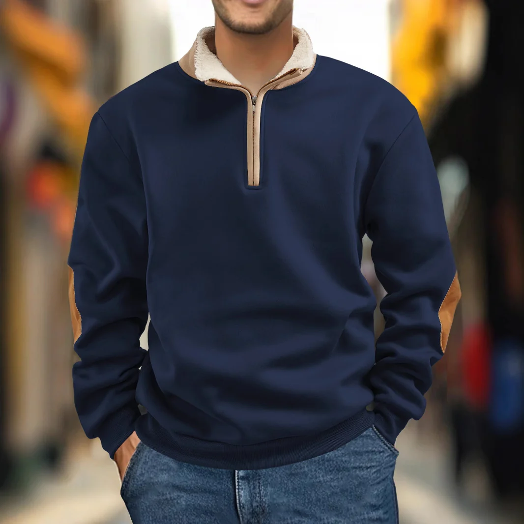 Retro patchwork embroidered men's knitted sweater